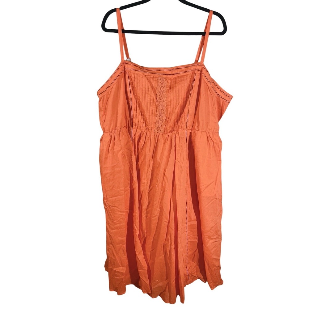 Torrid Orange Midi Dress Plus Size 3 22-24 Smocked Cotton Sleeveless Summer Sun